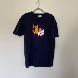 “Friends Come in All Shapes And Sizes” Navy Embroidered Tee.